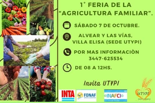 Este sábado habrá una Feria de Agricultura Familiar en Villa Elisa