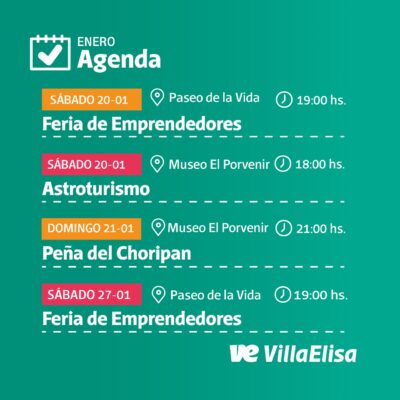 Se confirman los eventos y actividades para ENERO 2024 en Villa Elisa