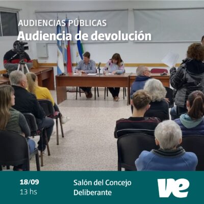 Este miércoles será la Audiencia pública de devolución