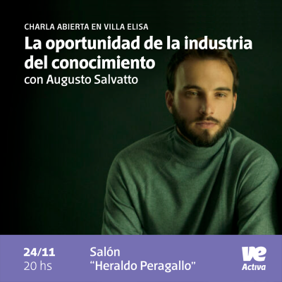 Augusto Salvatto brindará una charla en Villa Elisa sobre la oportunidad de la industria del conocimiento