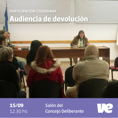 Este jueves se realizará la Audiencia Pública final de devolución