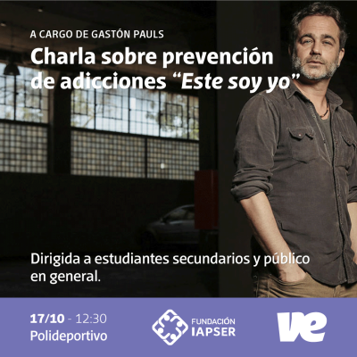 Gastón Pauls brindará una charla sobre prevención de las adicciones en Villa Elisa