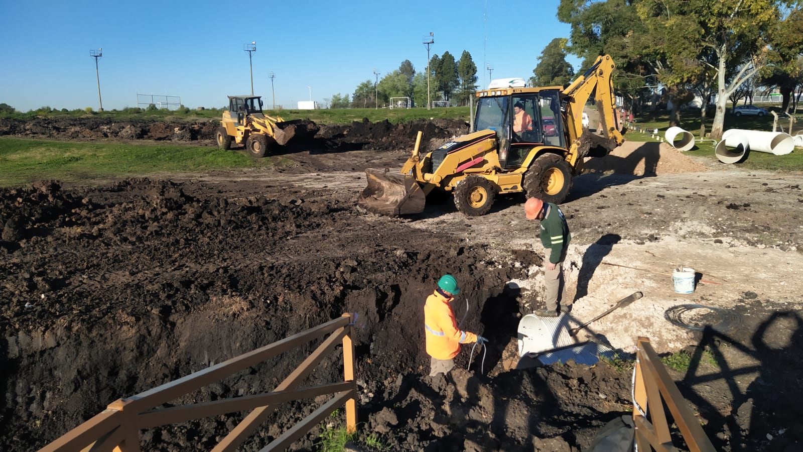Finalizó la primera etapa de la obra de desagües en zona del Polideportivo