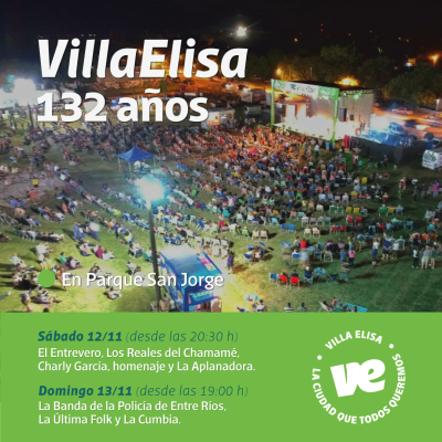 Dos noches a pura música en el 132° Aniversario de Villa Elisa