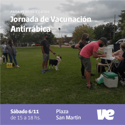 Este sábado se realizará una nueva jornada de vacunación antirrábica en Villa Elisa