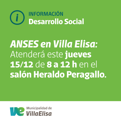 Este jueves ANSES volverá a atender en Villa Elisa